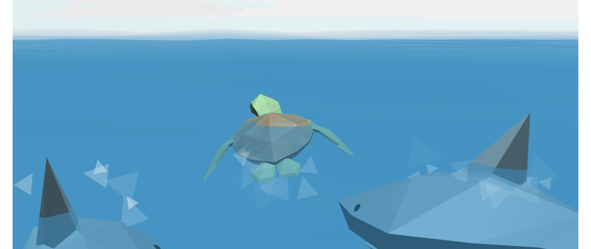 Two sharks chaseing the turtle (no in-game content).